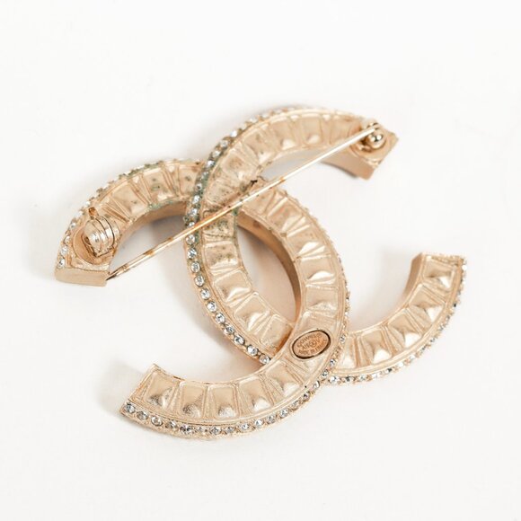Chanel Baguette Cut Rhinestone CC Logo Brooch - Picture 3 of 5